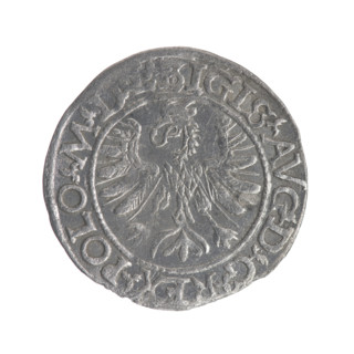 Lithuanian half-grosz, Sigismund II Augustus (King of Poland; 1544–1572), struck by Myszkowski,