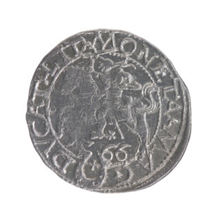 Lithuanian half-grosz, Sigismund II Augustus (King of Poland; 1544–1572). Obverse: Polish eagle,