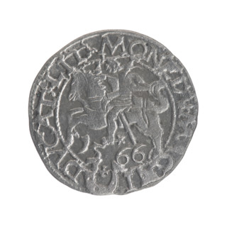 Lithuanian half-grosz, Sigismund II Augustus (King of Poland; 1544–1572). Obverse: Polish eagle;