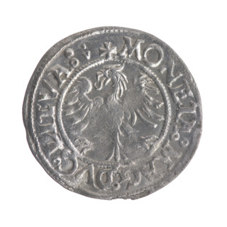 Lithuanian halfgrosz, Sigismund II Augustus (King of Poland; 1544–1572). Obverse: Lithuanian Pogon