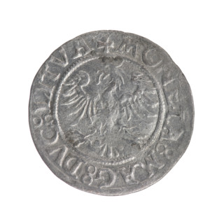 Lithuanian half-grosz, Sigismund II Augustus (King of Poland; 1544–1572). Obverse: Lithuanian Pogon