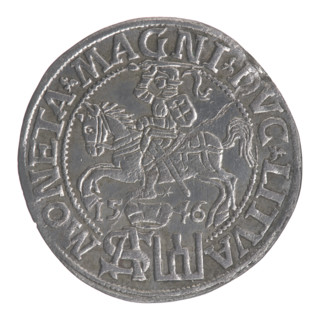 Lithuanian grosz on a Polish foot, Sigismund II Augustus (King of Poland; 1544–1572). Polish coin