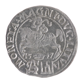 Lithuanian grosz on a Polish foot, Sigismund II Augustus (King of Poland; 1544–1572). Polish coin,