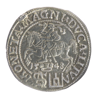 Lithuanian grosz on a Polish foot, Sigismund II Augustus (King of Poland; 1544–1572). Polish coin