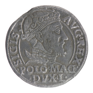 Lithuanian grosz on a Polish foot, Sigismund II Augustus (King of Poland; 1544–1572). Polish coin,