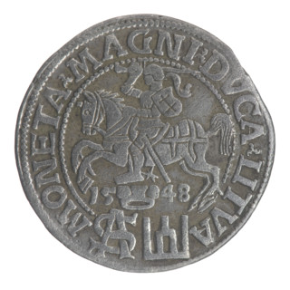 Lithuanian grosz on a Polish foot, Sigismund II Augustus (King of Poland; 1544–1572). Polish coin,