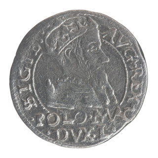 Lithuanian grosz on a Polish foot, Sigismund II Augustus (King of Poland; 1544–1572). Obverse: