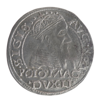 Lithuanian grosz on a Polish foot, Sigismund II Augustus (King of Poland; 1544–1572). Polish coin