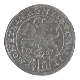 Lithuanian grosz on a Polish foot, Sigismund II Augustus (King of Poland; 1544–1572). Silver coin,