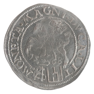 Lithuanian grosz on a Polish foot, Sigismund II Augustus (King of Poland; 1544–1572). Obverse: