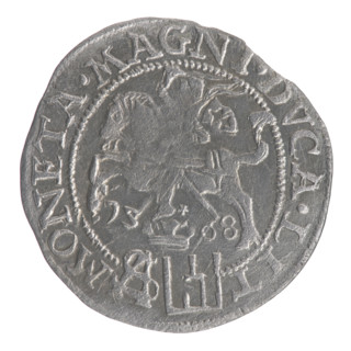 Lithuanian grosz on a Polish foot, Sigismund II Augustus (King of Poland; 1544–1572). Obverse: