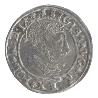 Lithuanian grosz on a Lithuanian foot, Sigismund II Augustus (King of Poland; 1544–1572). Obverse:
