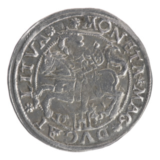 Lithuanian grosz on a Lithuanian foot, Sigismund II Augustus (King of Poland; 1544–1572). Obverse: