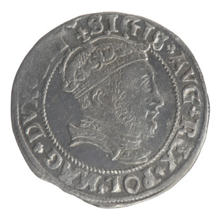 Obverse: Crowned male bust in armour with profile turned to the right; rim inscription divided at