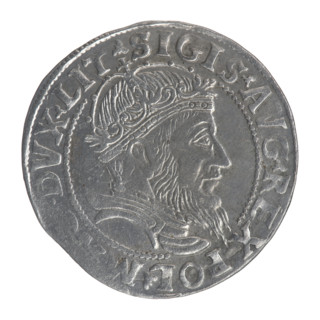 Lithuanian grosz on a Lithuanian foot, Sigismund II Augustus (King of Poland; 1544–1572), coats of