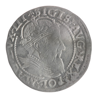 Obverse: Crowned male bust in armour facing right, rim inscription divided at top by a crown cross: