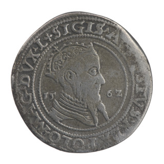 Lithuanian 6th coin, Sigismund II Augustus (King of Poland; 1544–1572), coats of arms, Jagiellon