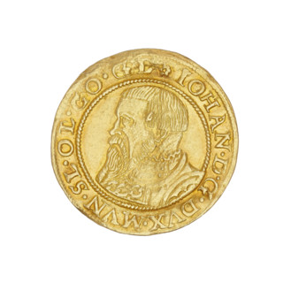 Ducat of Jan (Duke of Ziebice and Olesnica; r. 1536–1565), Silesia, 1561. Obverse: bust of Duke Jan