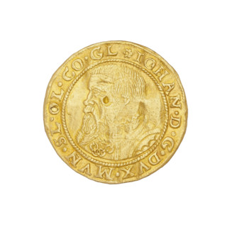 Ducat of Jan (Duke of Ziebice-Olesnica; reign 1536–1565), 1563. Obverse: bust of Duke Jan with long
