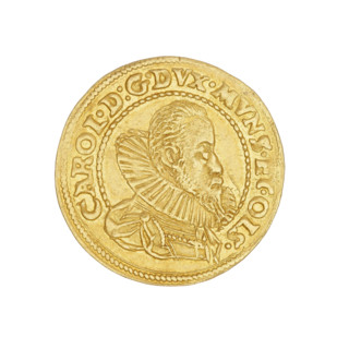 Ducat, Charles II (Duke of Ziebice–Olesnica; 1587–1617). Obverse: male bust in armour with a sash,