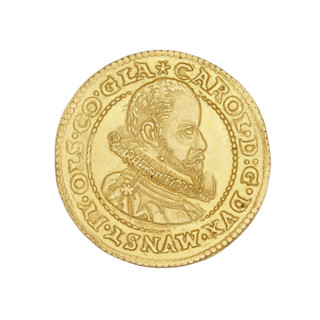Ducat, Charles II (Duke of Ziebice–Olesnica; 1587–1617). Obverse: male bust in armour with a sash,