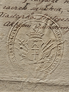 Seal of Michal Hieronim Starzenski, Starost of Bransk. Oval dry impression. Fox (coat of arms) with
