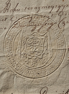 Seal of Nestor Casimir X Sapieha, Starost of Brest-Litovsk. Round dry impression of the seal. The