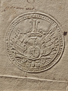 Seal of Stanislaw Ferdynand Rzewuski (1737–1786), starost of Chelm; round dry impression. In the