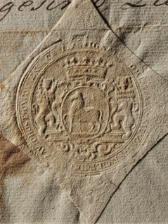 Seal of Count Ignacy Zaluski, Starost of Checiny. Round dry impression of the seal. Crowned