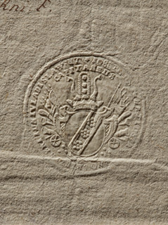 Seal of Józef Ignacy Brzezinski, Starost of Inowroclaw. Round impression of the seal. Oval