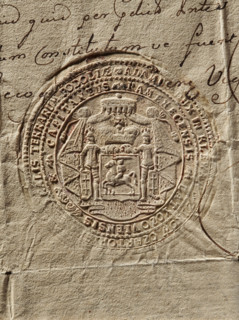 Round seal impression of Prince Adam Czartoryski, Starost of Kamieniec. Shield with the Pogon coat