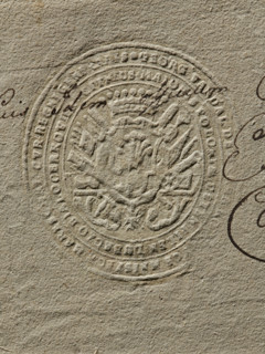 Seal of Jerzy Wandalin Mniszech, Starost of Uj. Oval seal impression in a decorative cartouche with