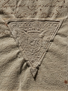 Seal of Jan Cetner, Starost of Lviv (Jan Cetner, ?–1679). Triangular imprint of the seal showing a