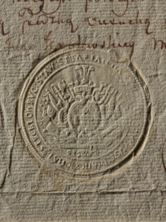 Seal of Jan Stecki, starost of Owrucz (1776). Round seal impression with an oval decorative