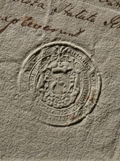 Seal of Antoni Barnaba Jablonowski, starost of Miedzyrzecz. Round impression of the seal in a