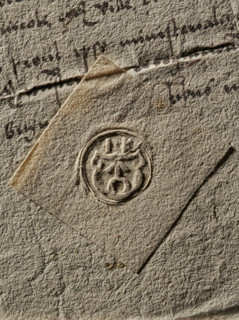 Seal of the Starost of Pyzdry (ca. 1563). Round impression of a seal: on the decorated shield, the