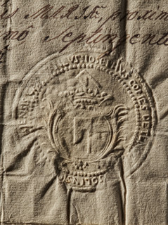Seal of Józef Kanty Ossolinski, starost of Sandomierz (1707–1780). Round impression of a seal: in a