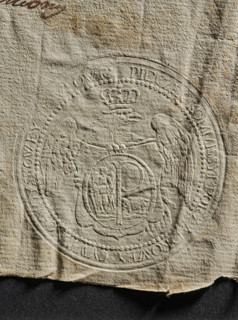 Round dry impression of the seal of the Civil-Military Order Commission of Owruck County, 1790.