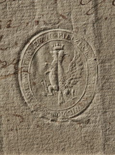Seal of the Civil-Military Order Commission of the Leczyca Voivodeship. Dry impression; document