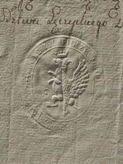 Seal of the Civil-Military Order Commission of the Leczyca Voivodeship; dry impression attached to