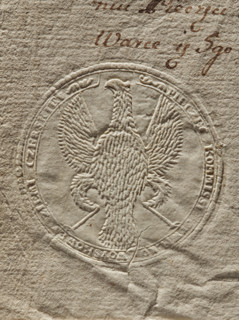 Seal of the Civil-Military Order Commission of the Czersk Land. Dry round seal impression attached