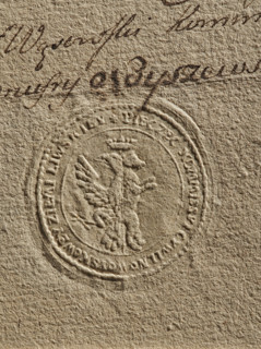 Seal of the Civil-Military Order Commission of the Liw Land, dry impression, Zurakowski, Witold
