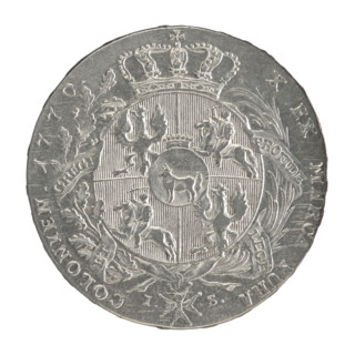 Crown thaler; maker: Justyn Schröder (Mintmaster of the Warsaw Mint 1768–1772); ruler: Stanislaw