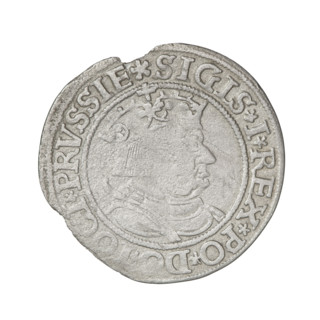 Prussian grosz, Sigismund I the Old (King of Poland; 1506–1548); silver coin, 1534. Obverse: