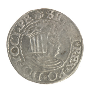 Gdansk grosz, Sigismund I the Old (King of Poland; 1506–1548). Polish coin of the Jagiellon dynasty