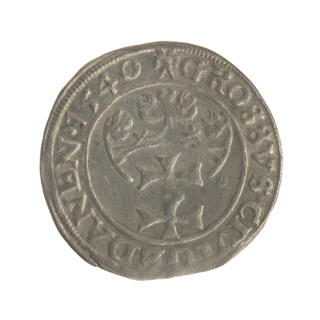 Gdansk grosz, Sigismund I the Old (King of Poland; 1506–1548). Polish coin, Jagiellon dynasty.