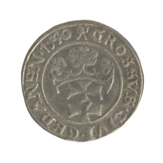 Gdansk grosz, Sigismund I the Old (King of Poland; 1506–1548). Polish coin, Jagiellon dynasty.