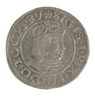 Gdansk grosz, Sigismund I the Old (King of Poland; 1506–1548). Polish coin, Jagiellonian dynasty.