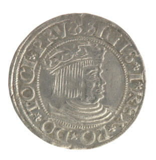 Gdansk grosz, Sigismund I the Old (King of Poland; 1506–1548). Polish coin, Jagiellon dynasty.