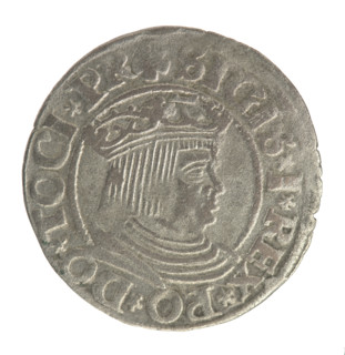 Gdansk grosz, Sigismund I the Old (King of Poland; 1506–1548). Polish coin (1532). Obverse: Crowned